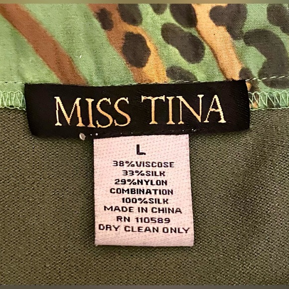 MISS TINA Sweater w/ Attached Shirt; Green w/ gold accents; Large; NWOT. - Picture 7 of 8